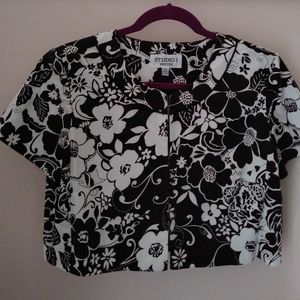 Studio1 Crop Jacket, Short Sleeve, 12P Floral Prin